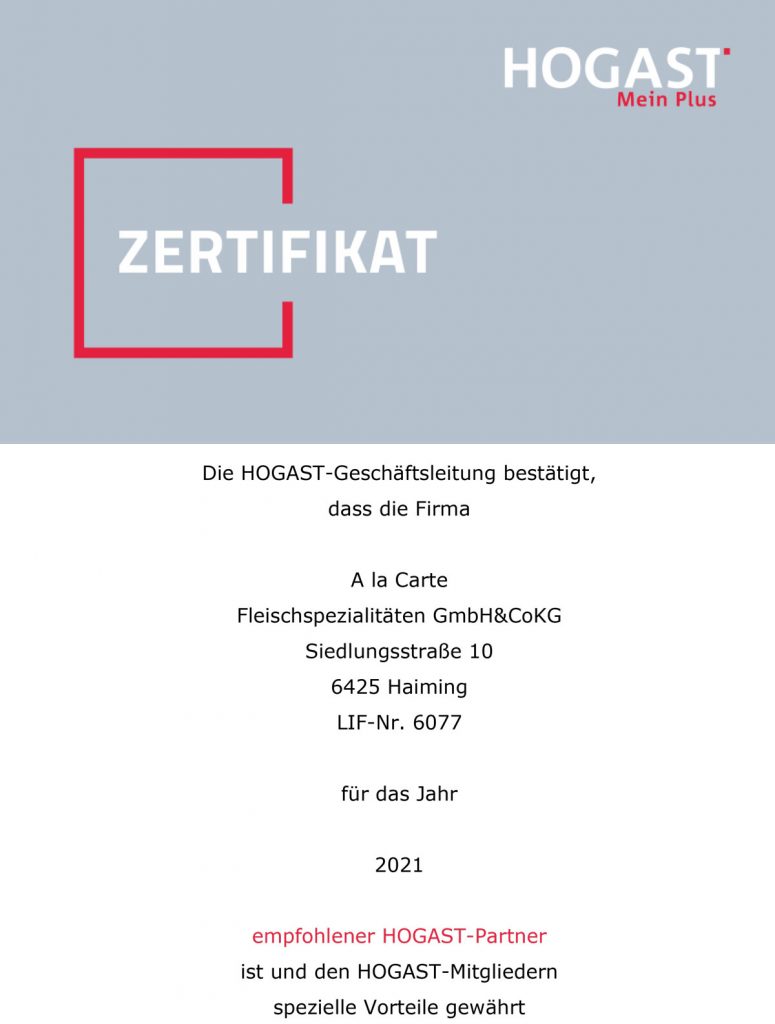 Zertifikat Hogast